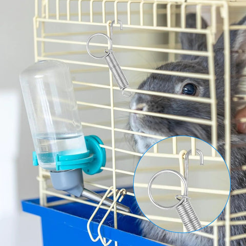 Spring cage latch with ring-hook; silver metal, 20-pack for pet cages