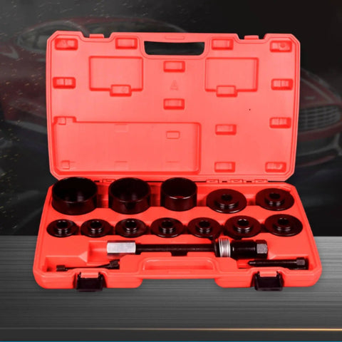 Heavy Duty Bearing Puller Front Wheel Hub Removal And Installation Kit With Press Screw Adapter Cups Push Plates Built From Carbon Steel Hardware For Mechanics Or Weekend Warriors Keep Wallet Happy Pulling Stuck Bearings Without Drama. red case with carbon steel adapter cups and press screw