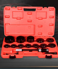 Front Wheel Hub Bearing Puller And Installer Remover Tool Set With Threaded Press Screw Cups Plates Heavy Carbon Steel Carrying Case open red case