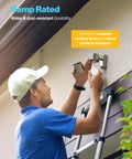 Man installing 10 Pack No Fuss Dusk To Dawn A19 LED Outdoor Light Bulbs, Photocell Auto On Off Sensor for easy exterior lighting.