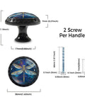 Starry Dragonfly Acrylic Cabinet Knobs Set Round Drawer Pulls For Dresser Cupboard Kitchen Cabinets And Doors Enchanting Night Sky Design Durable Easy Install Handles Stylish Four Pack, black with screws
