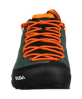 Front view of Mens Leather Hiking Shoes With Cushioned Comfort For Everyday Wear And Speed Hiking, orange laces, black bungee cord
