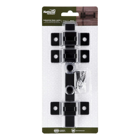 Heavy Duty Reversible Gate Slide Latch 7.8 Inch Black With WeatherGuard packaging front view