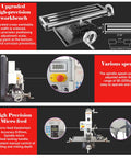 Precision Benchtop Drill And Mill Machine Featuring R8 Spindle Taper And 1.5HP Brushless Motor showing upgraded workbench and controls.