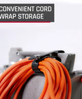 Light As A Feather But Knocks Out Tough Debris Fast Grab And Go Commercial Canister Vacuum with orange cord wrap storage.