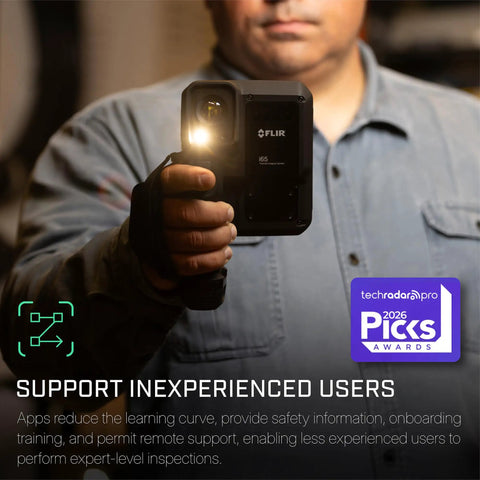 Person holding I34 240X320 App Enabled Thermal Camera With ACE OS Pro Grade Thermal Imaging AssetLink Wi Fi Cloud Ignite Integration