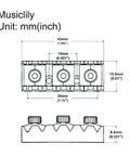 Detailed diagram showing dimensions of Tune Locked 43 Mm Heavy Duty Steel Locking Nut for Floyd Rose double locking system.