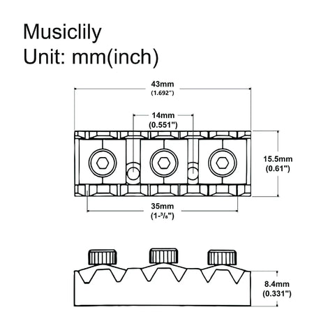Detailed diagram showing dimensions of Tune Locked 43 Mm Heavy Duty Steel Locking Nut for Floyd Rose double locking system.