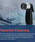 Heavy Duty Black Replacement Kitchen Sink Sprayer With Hose And Guide, high-pressure sprayer head for cleaning dishes.