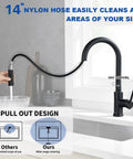 Slick Black Kitchen Faucet With Pull Down Sprayer Single Handle Modern Stainless Steel Kitchen Sink Faucet With Deck Plate