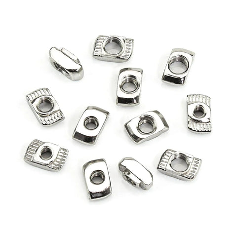 Cool 50 Pack Of Premium M5 T Nuts For 3030 Aluminum Profile Bars showing zinc plated steel T nuts with knurled grip.