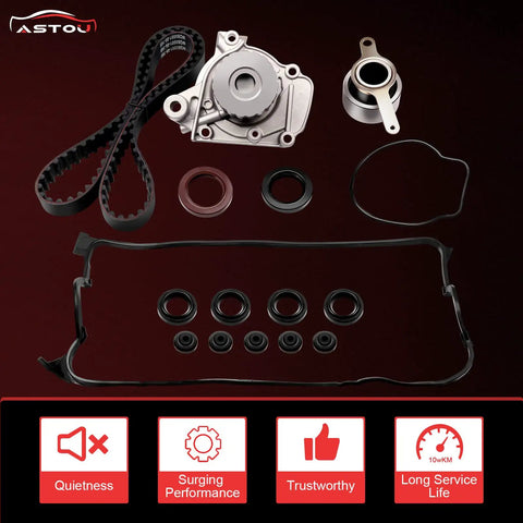 Timing Belt Kit With Water Pump For Honda Civic 1.6L 1996-2000 And Civic Del Sol 1.6L 1996-1997 Replacement OEM TS26224 showing components