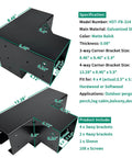Three Way And Four Way Right Corner Pergola Bracket Kit For 4x4 Wood Beams with specifications and measurements displayed