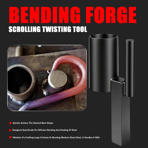 One Inch Blacksmith Anvil Hardy Hole Tools Set Five Piece Forging Kit with Pro Grade Hot Cut Tool and Bending Scrolling Fork
