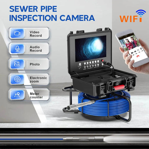 Heavy Duty Next Level 17mm Sewer Borescope And Pipeline Inspection Camera With Wifi DVR Recorder setup with monitor and cable.