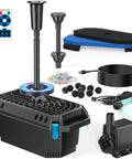 All In One Pond Filter Kit With U V Clarifier, 660 GPH Pump, 40W Power, RGB LED Lights, Built In Fountain For Outdoor Ponds Up To 1300 Gallons P2360 With Energy Efficient Design And Easy Maintenance shown with components