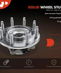 2 Pack Front Wheel Bearing And Hub Assembly With ABS 8 Lug For Chevy Silverado 1500 HD Avalanche 2500 GMC Sierra 1500 2500 3500 Yukon XL 2500 And Hummer front view showing 8 lugs and anti-corrosion features