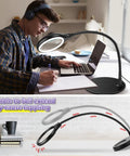 Student using Desk Magnifying Lamp With 10X 20X Glasses Hands Free Stand Lighted Magnifier Three Color Modes for writing notes