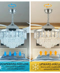 42 Inch Chandelier Ceiling Fan With Lights And Remote, Ultra Quiet Copper Motor, Dimmable LED, Crystal Fandelier in bedroom