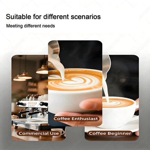 Automatic Coffee Tamper Machine With Adjustable Electrical Pressure Control For 58Mm Portafilters shown in use with coffee enthusiast and beginner.