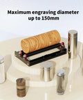 Rock Solid Aluminum Tr3 Rotary Roller Module Easy Y Axis Swap For Diy Engravers And Routers Built Hard For Everyday Garage Projects With Smooth Spinning Performance, showing maximum engraving diameter of 150mm.