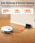Powerful Max Suction Robot Vacuum With LiDAR Navigation And Home Mapping NoGo Zone 150 Minute Run Time 2 4G WiFi App Alexa Remote Control Ideal For Hard Floors Carpets And Pet Hair in docking station on hardwood floor