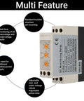 Voltage Monitoring Relay For Single Phase Systems With Adjustable Over Voltage And Under Voltage Protection, 35mm DIN Rail Mount, DC 48V
