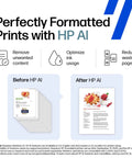 Comparison of document organization before and after using AI features on Envy Photo 7975 Wireless Color Inkjet Printer.
