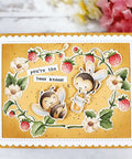 Stamps and Dies Set for Card Making and Scrapbooking with Clear Rubber Stamps and Metal Cutting Dies featuring bees, strawberries, and sunflowers.