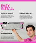 Man installing 16x20x1 Air Filter MERV 11 MPR 1000 Pleated in HVAC system as part of easy three-step guide