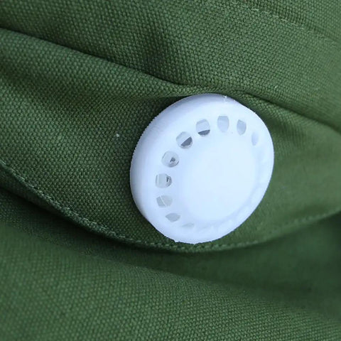 Close-up of green canvas fabric and white vent on Sand Blasting Hood Cap With Canvas Shawl Protective Gear Mask Anti Dust Hood
