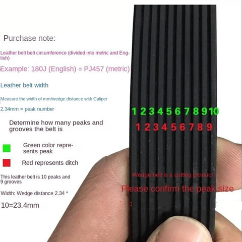 Closed Loop Mini Conveyor Belt With Poly-V Ribbed Groove For Heavy-Duty Power Transfer Durable Rubber Replacement Drive Belt Featuring 12 Ribs For PJ2734 PJ2980 Built For Industrial And Home Equipment, 10-rib close-up