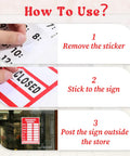 How to use Two Piece Open Closed Sign Kit For Glass Doors And Windows In Bright Red And White with step-by-step instructions.
