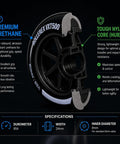 Grippy 90mm Inline Skate Wheels 85A 8 Pack For Indoor And Outdoor Skating Durable Steel Black Finish With Standard 608 Bearing