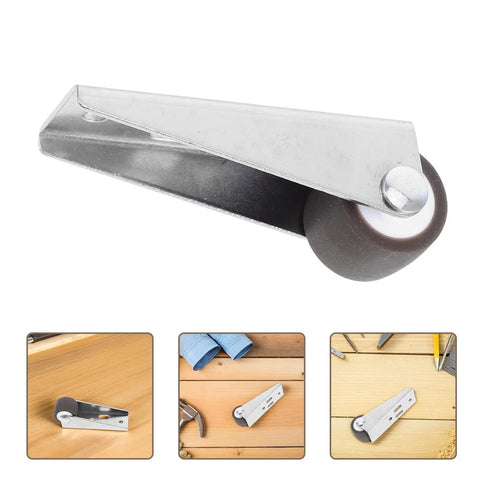 Rock Solid Sliding Door Bottom Roller Wheel With Silky TPE Rubber And Precision Bearings Slide Like Butter Glide Hardware For Barn Doors Wooden Cabinets Heavy Duty Track System In Brown, close-up view with silver metal and black wheel