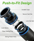 Diagram of Complete 45 Piece Quick Connect Drip Irrigation Fittings Kit showing lock clip and clasp sealing ring