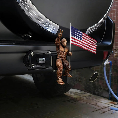 Bigfoot Sasquatch Hitch Cover With American Flag Design For 2 Inch Receivers Fits SUVs Trucks Cars Universal Tow Hook Cover