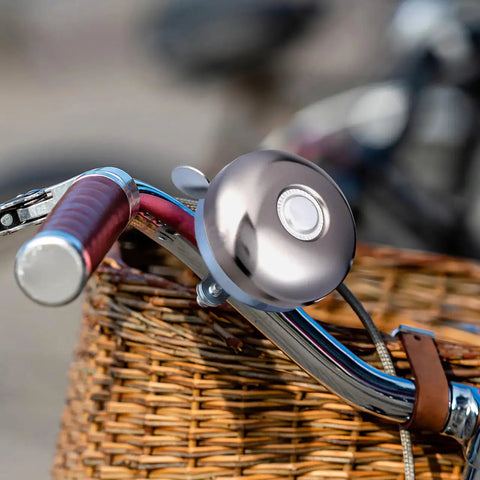 Loud As Heck Clear Safety Bell For Electric Scooters And City Commuter Bikes Fits 0.86 To 1.18 Inch Handlebars Easy Thumb Trigger Install on bike handlebar