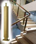 Rock Solid Weatherproof Glass Railing Posts For Decks Patios Stairs Sleek Silver Balustrade Brackets in indoor staircase.