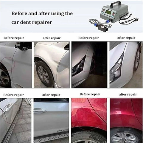 Before and after results of using 1000W Induction Heater Dent Repair Kit For Auto Body Paintless Dent Pulling And Sheet Metal Repair, 110V Portable Auto Body Dent Removal System, Quick Dents And Dings, No Paint Damage, Easy DIY Garage Use