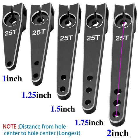 25T Aluminum Servo Arm Horns Set 1.5 Inch 5 Size Options Durable 25T Steering Arms For Futaba Hitec Savox Power HD Xcore Servos