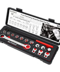 Serpentine Belt Tool Set for Vehicles With Spring Tensioner, 15 Piece Universal Kit with ratcheting wrench and socket adapters in case