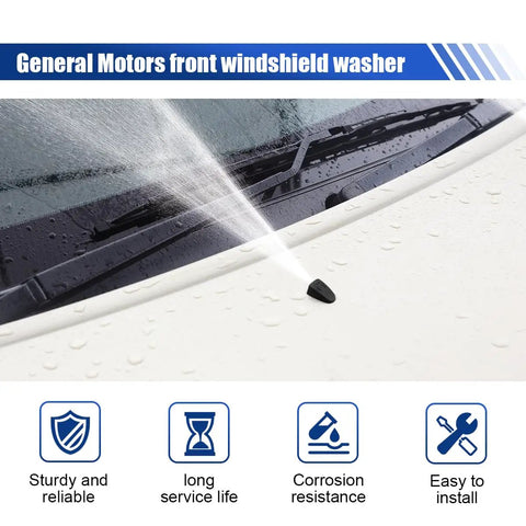 Universal Car Front Windshield Washer Nozzle Kit Two Pack 0.31 Inch Adjustable Single Hole Fan Shaped Sprayer Jets in use on car