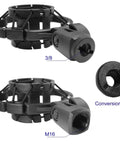 Universal Black Microphone Shock Mount for 42-46mm Microphones, Pro-Grade Anti-Vibration Studio Clip Holder with M16 and 3/8 thread