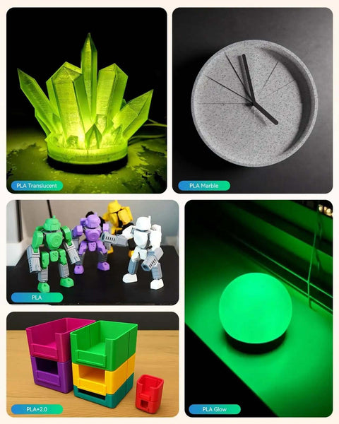 Clear PLA Filament Bundle 1.75mm Multicolor 4 Spools 250g Each for 3D printing diffused glow lamps and decorative projects