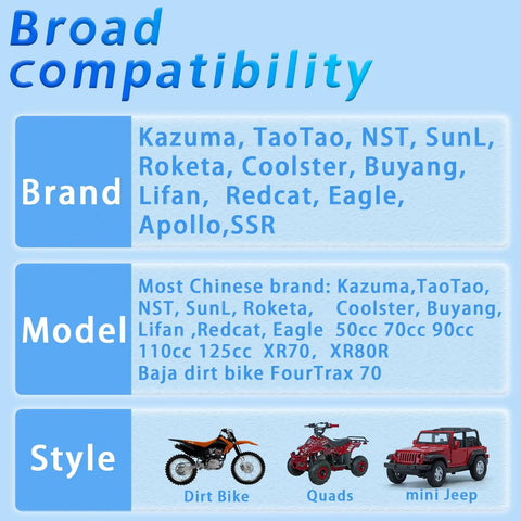 Broad Compatibility for Carburetor Upgrade For Baja 50cc To 125cc ATVs And Dirt Bikes Compatible With Taotao SunL Roketa Coolster Kazuma and more