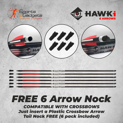 Carbon Arrow PCP 376gr Six Pack Bolts With 100gr Field Tips For Hunting PCP Air Guns Or Crossbows Plus Free Tail Nocks