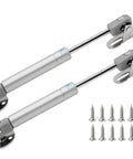 Bulletproof Six Inch Gas Struts Two Pack 30N 6.7 Lb Lift Supports For Cabinets And Closets Smooth Glide Silent Operation hardware with screws.