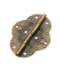 Two Pack Antique Bronze Cabinet Hinges Heavy Duty Furniture Fittings For Wooden Boxes And Drawers with decorative design.