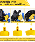 Hydraulic Disc Brake Bleed Kit With 120ml Mineral Brake Fluid Included For Shimano And Tektro shown with piston blocks for compatibility